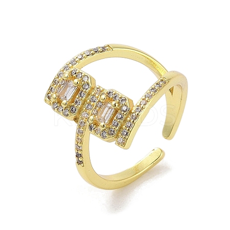 Brass Pave Cubic Zirconia Open Cuff Rings RJEW-M170-01G-1