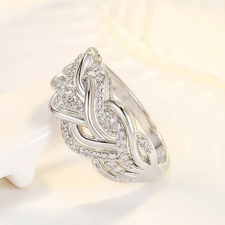 Brass Micro Pave Cubic Zirconia Finger Rings FS-WG45EDE-02-1