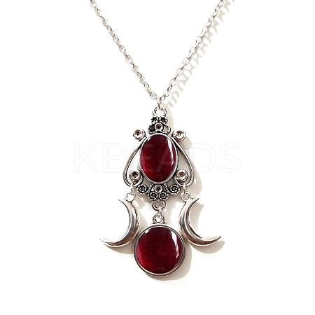 Gothic Triple Moon Goddess Glass Pendant Necklace PW-WGDB247-02-1