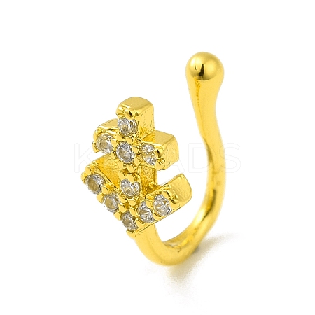 Clear Cubic Zirconia Anchor Clip on Nose Ring LS-AJEW-F059-19G-1