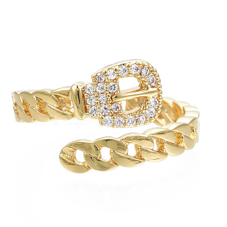 Exquisite Cubic Zirconia Chain Belt Shape Cuff Ring RJEW-N035-060-NF-1