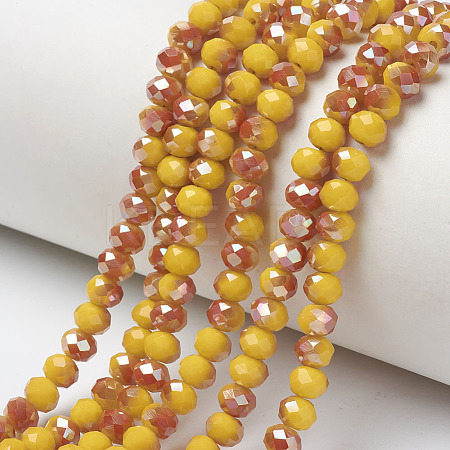 Electroplate Opaque Solid Color Glass Beads Strands EGLA-A034-P4mm-J11-1