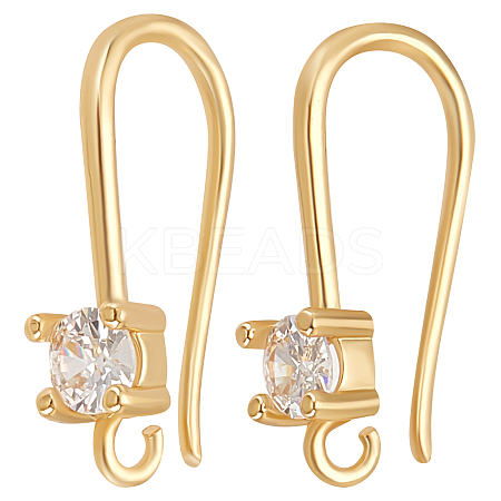 Beebeecraft 30Pcs Brass Micro Pave Clear Cubic Zirconia Earring Hooks KK-BBC0005-14-1