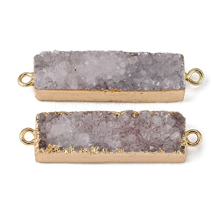 Electroplated Natural Druzy Agate Links/Connectors G-G656-02F-1
