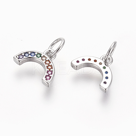 Brass Cubic Zirconia Charms ZIRC-E162-14P-1