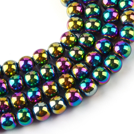 Electroplate Transparent Glass Beads Strands EGLA-Q062-8mm-D02-1