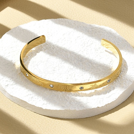 304 Stainless Steel Cuff Bangles BJEW-P348-02A-G-1