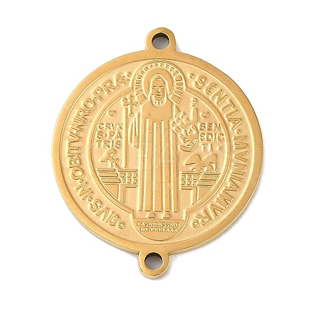 Ion Plating(IP) 304 Stainless Steel Saint Benedict Cross Medal Connector Charms STAS-M080-08G-1