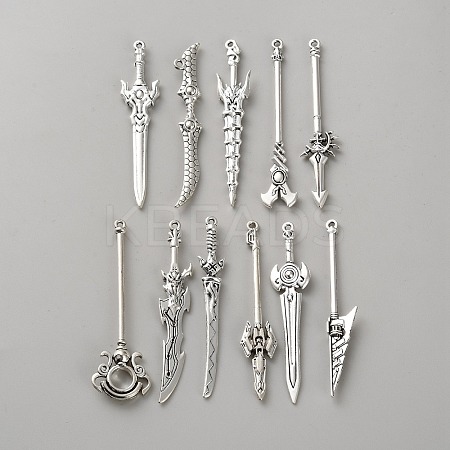 Tibetan Style Zinc Alloy Weaponry Big Pendants PALLOY-WH0048-51AS-01-1
