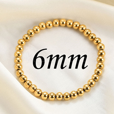6MM Adjustable 304 Stainless Steel Round Beaded Stretch Bracelets for Women UQ9222-1-1