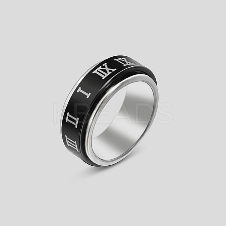 Rotatable 304 Stainless Steel Finger Rings FS-WGF1F3F-15-1