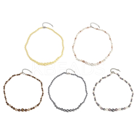 Shell Pearl Graduated Beaded Necklaces for Girl Women NJEW-XCP0001-46P-1