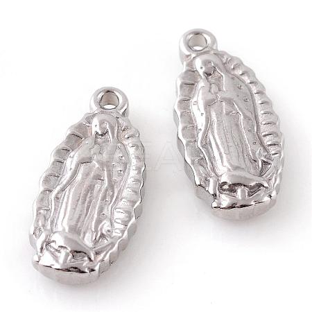 Tarnish Resistant 201 Stainless Steel Lady of Guadalupe Pendants STAS-Q195-120-1