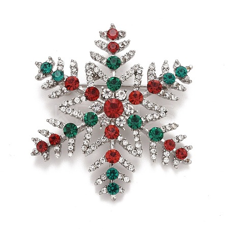 Colorful Rhinestone Snowflake Brooch for Christmas JEWB-A004-04P-1