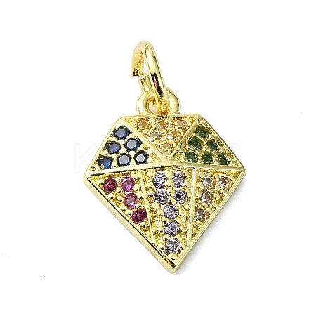 Brass Micro Pave Colorful Cubic Zirconia Pendants KK-H475-06G-1