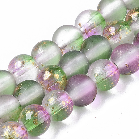 Frosted Spray Painted Glass Beads Strands GLAA-N035-03B-C01-1