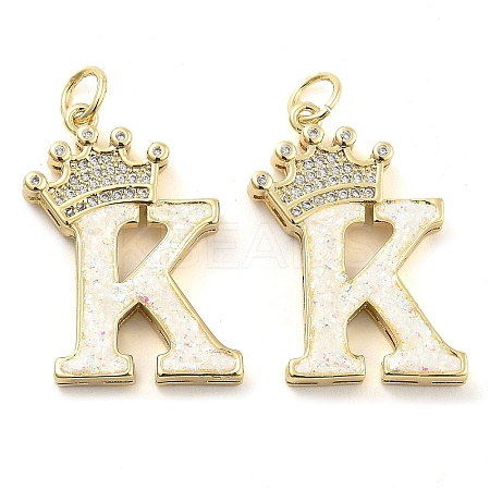 Brass Micro Pave Clear Cubic Zirconia Pendants KK-G498-01K-02-1