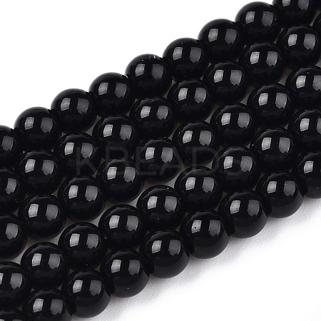 Opaque Solid Color Glass Beads Strands GLAA-T032-P8mm-01-1