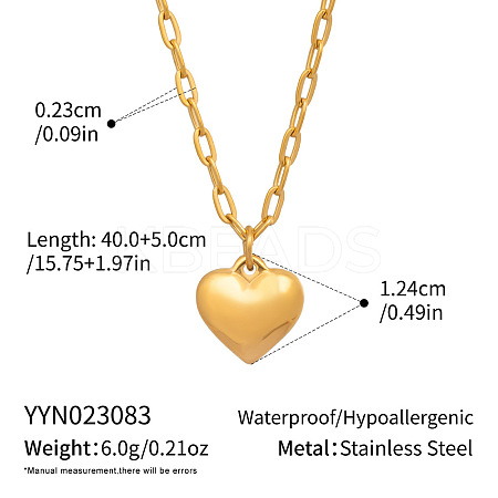 Sweet Design 304 Stainless Steel Heart Pendant Necklaces DY4160-1-1