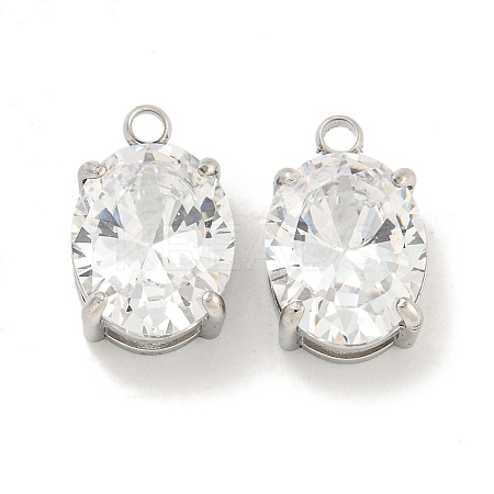 304 Stainless Steel Pendants Cubic Zirconia Pendants STAS-L278-009P-A01-1