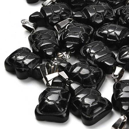 Natural Obsidian Pendants G-B127-06P-06-1
