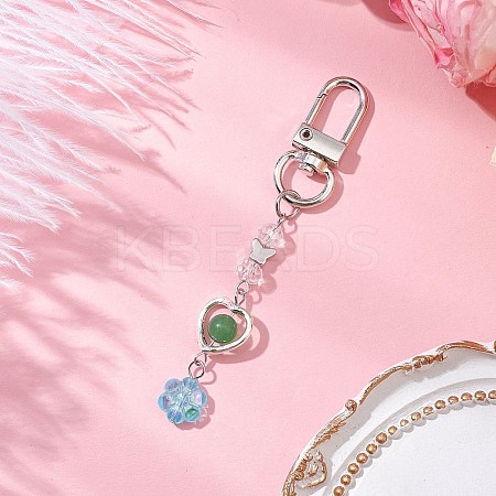 Flower Acrylic & Dyed Natural Jade Beads Pendant Decorations HJEW-JM02884-1