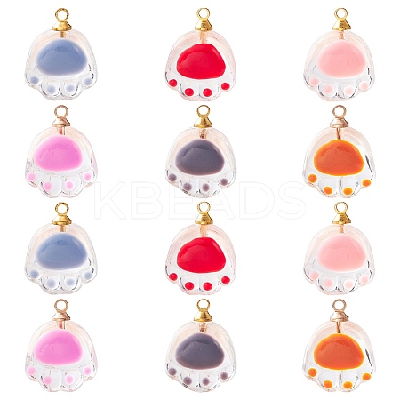 30Pcs 6 Colors Transparent Glass Pendants GLAA-CJ0002-17-1