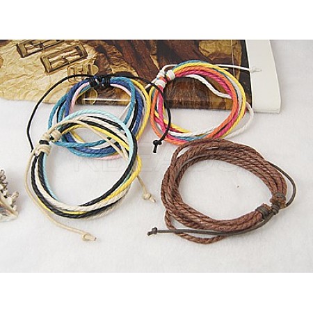 Waxed Cotton Cord Bracelets X-BJEW-H316-M-1