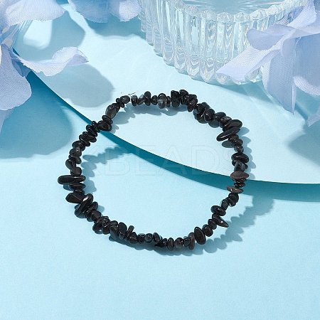 Natural Obsidian Chips Beaded Stretch Bracelets for Women BJEW-JB10046-12-1