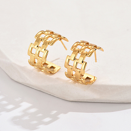 304 Stainless Steel Hollow Square Stud Earrings FS3223-1-1