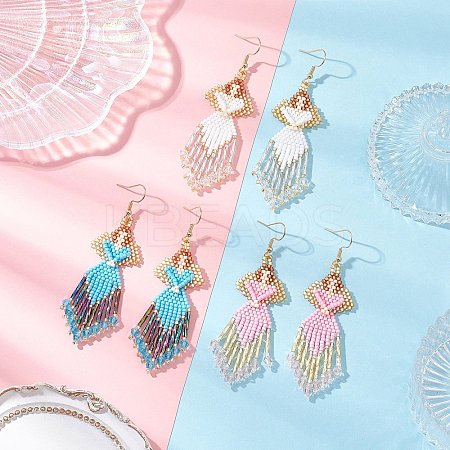 Angel Handmade Glass Seed Beads Dangle Earrings EJEW-MZ00538-1