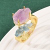 Nuggets Natural Amethyst & Aquamarine Open Cuff Rings RJEW-K286-12G-02-2