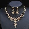 Flower Alloy & Plastic Pearl & Crystal Rhinestone Pendant Necklaces & Stud Dangle Earrings Sets FS-WG18295-02-1