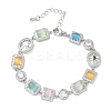 Brass Micro Pave Clear Cubic Zirconia Link Chain Bracelets for Women BJEW-C156-03P-4