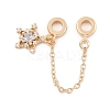 Rack Plating Star Brass Clear Cubic Zirconia European Safety Chains KK-F879-23G-1