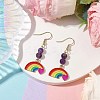 Rainbow Alloy Enamel & Natural Amethyst Dangle Earrings for Women EJEW-JE05923-2
