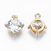 Brass Glass Rhinestone Charms GLAA-S179-33-RS-3