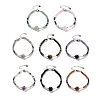 Natural Mixed Stone Round & Synthetic Non-magnetic Hematite & White Shell Beaded Bracelets for Women BJEW-K251-02-1