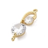 Brass Pave Clear Cubic Zirconia Flat Round Connector Charms KK-A275-24G-2