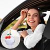 2Pcs Glass Round & Alloy Cherry Pendant Decorations HJEW-DC00105-6