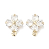 Brass Micro Pave Cubic Zirconia Stud Earring Findings KK-Z094-07G-2
