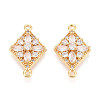Brass Pave Clear Cubic Zirconia Links/Connector Charms KK-T077-64G-1