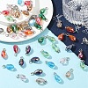 50Pcs 10 Colors Glass Pendants PALLOY-YW00045-4