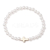 ABS Plastic Imitation Pearl Round Beads Stretch Bracelets BJEW-JB11605-03-2
