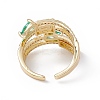 Aquamarine Cubic Zircon Teardrop and Rectangle Open Cuff Ring RJEW-B043-08-2