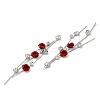 Platinum Brass with Glass Rhinestone Tassel Big Pendants KK-B074-14P-04-2