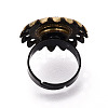 Adjustable Flower Alloy & Iron Bezel Cup Ring Base with Rotatable Tray MAK-T012-08AB-3
