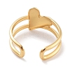 304 Stainless Steel Heart Open Cuff Rings for Women RJEW-K273-11G-3