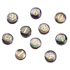 10Pcs 10 Styles Natural Black Lip Shell Flat Round Beads BSHE-PH0001-61-6