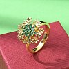Snowflake Rotatable Open Cuff Rings for Women LS-RJEW-R007-01G-2